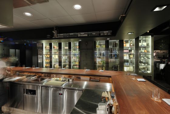 The refrigerated wall, a functional design feature also found in Sydney and Toronto.